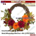 Artificial Peony Bouquet Flower Plant Wreath with Faux Fruit for Door or Wall Decoration Gifts Wreath