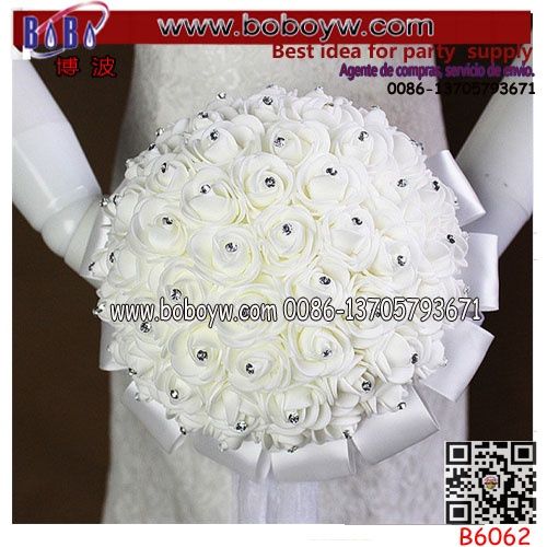 Fashion Wholesale Handmade Artificial Flower Wedding Bridal Bouquet (B6062)