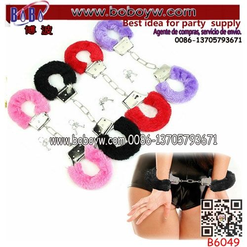 Furry Fluffy Metal Handcuffs up Sex Ring Ankle Cuffs Hand Restraint Toy (B6049)