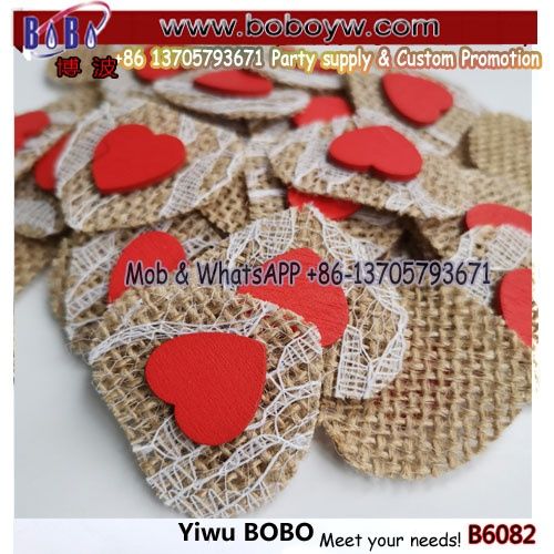 wedding table scatter decoration supplies heart shape diy manual patch red heart rustic jute heart slice