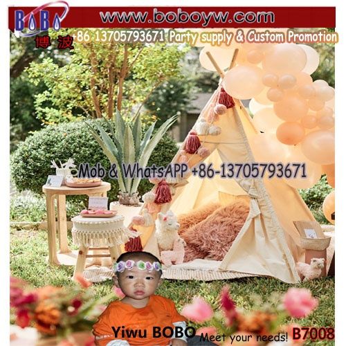 Outdoor Party Birthday Favor Wholesale Canvas Wooden Kids Children Play Teepee Indian Tent Play Tents Play Tents