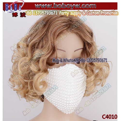 jewelry face cover wedding pearl mask white beeds party mask
