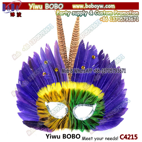 Manufacturer Factory Decorative mardi gras masquerade colorful ostrich feather carnival mask