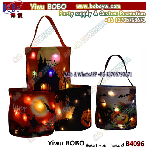 Led Light Up Halloween Bucket Glow In Dark Pumpkin Basket Trick or Treat Candy Gift Tote Bag Halloween led lighted bags