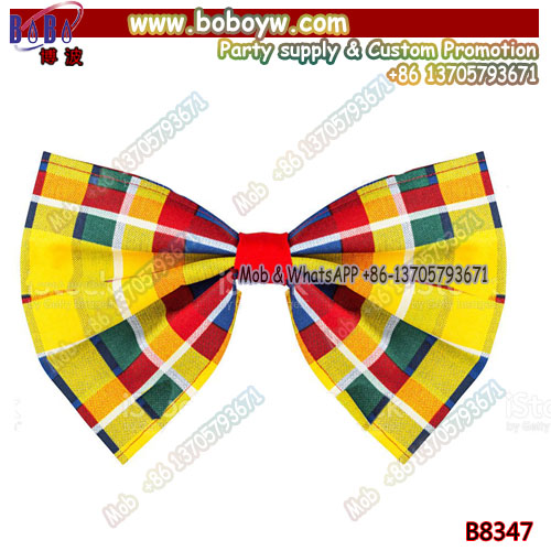 Party Tie Printing Polyester Neck Ties for Halloween Party Colorful Checkered Bow Tie Clown Bow Tie