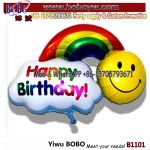 Happy Birthday Smiley Rainbow Star Foil Balloon
