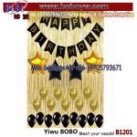 Black Party Decorations Kit Gold Shiny Curtains, Happy Birthday Banner with Latex and Star Foil Balloons Supplies