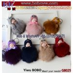 Fur POM Keyring Custom Plush POM POM Ball Fox Fur Sleeping Baby Doll Pompom Keychain