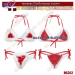 Promotion Product Christmas Ornament Womens Bra Top G-String Briefs Christmas Costumes Bikini Lingerie Set