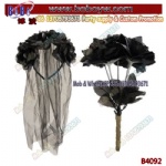 Halloween Costumes Corpse Bride Set Veil Headband & Black Dead Roses Halloween Fancy Dress