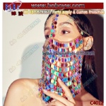 Wedding Gift Colorful Rhinestone Face Mask Shiny Sparkly Sequins Veil Masquerade Fashion Bling