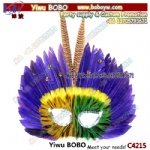 Manufacturer Factory Decorative mardi gras masquerade colorful ostrich feather carnival mask