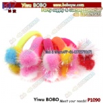 Wholesales hair accessories about hair srunchies with pompom and customize the color