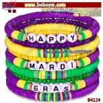 Mardi Gras Beads Surfer Heishi Bracelets Boho Summer Beach Jewelry for Women