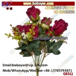 Artificial Flowers - Large 51cm Roses and Eucalyptus Bush Dark Red