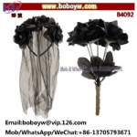 Halloween Costumes Corpse Bride Set Veil Headband & Black Dead Roses Halloween Fancy Dress