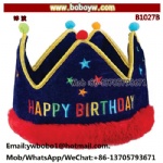 Party Crown Birthday Party Goods Blue Pom-Pom Birthday Fabric Crown